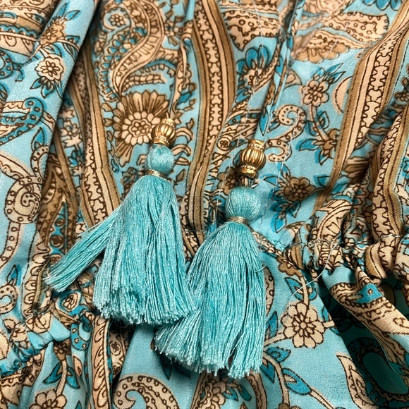 Chic Bohemian Blue Maxi Dress 70% silk - Picture 9 of 11